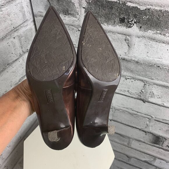 Connie Brown Patent Faux Leather Pointy Toe Pump High Heel Shoes - Picture 7 of 10